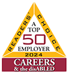 Readers Choice A Top 50 Employer 2024 Award Badge for Careers & the disABLED
